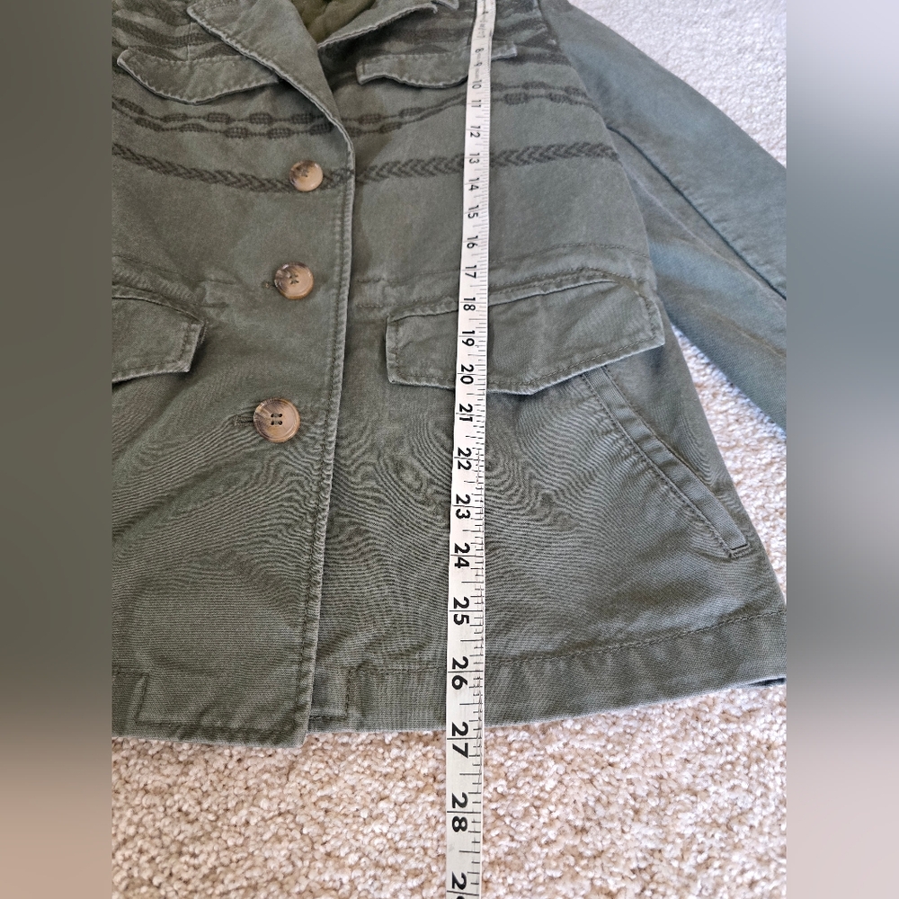 Joie Womens Medium Light Army Green Utility Embroidered Jacket - Picture 6 of 9